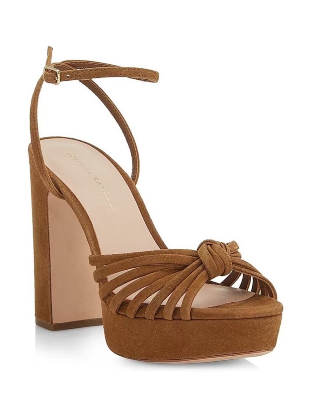 Loeffler Randall Rivka platform sandals brown suede, size 7.5